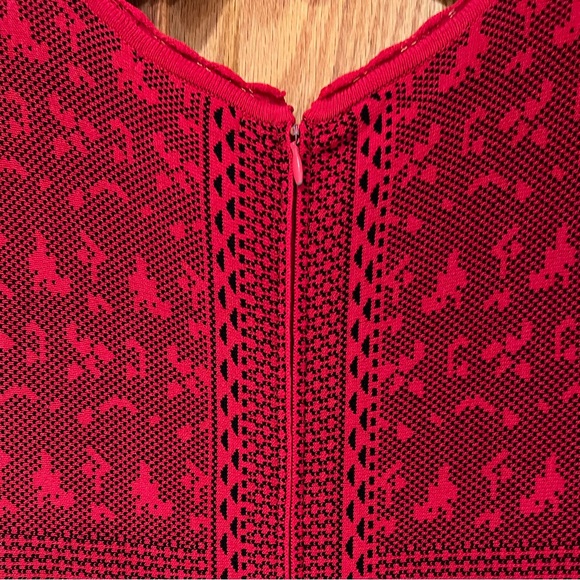 Gianni Bini‎ Fit & Flare A-Line Long Sleeve Textured Red & Black Dress Medium - Picture 11 of 11